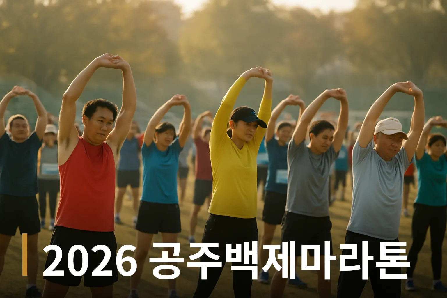운동장에서 대회 준비 중인 참가자들
