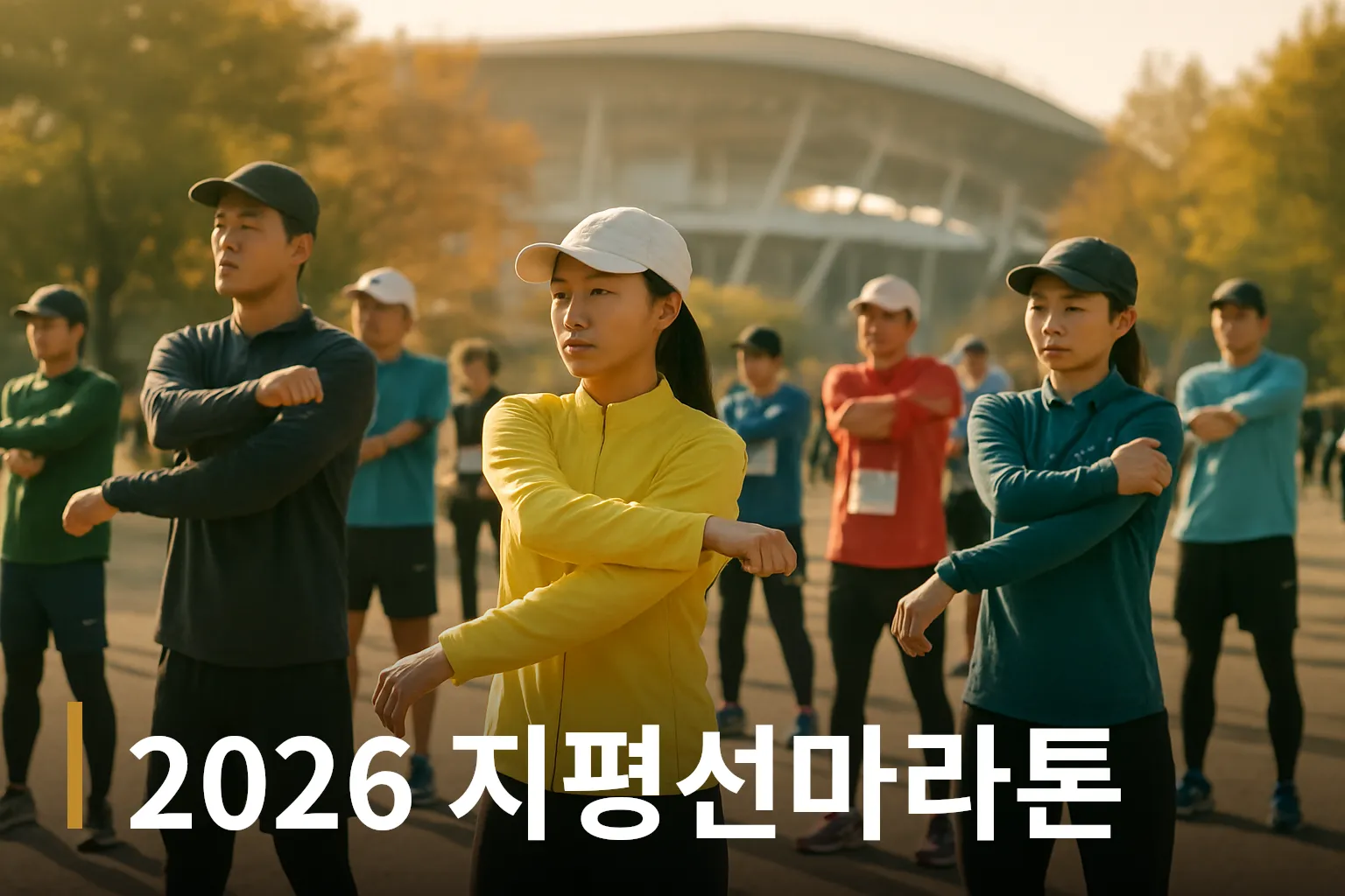 운동장 출발지에 모인 참가자들