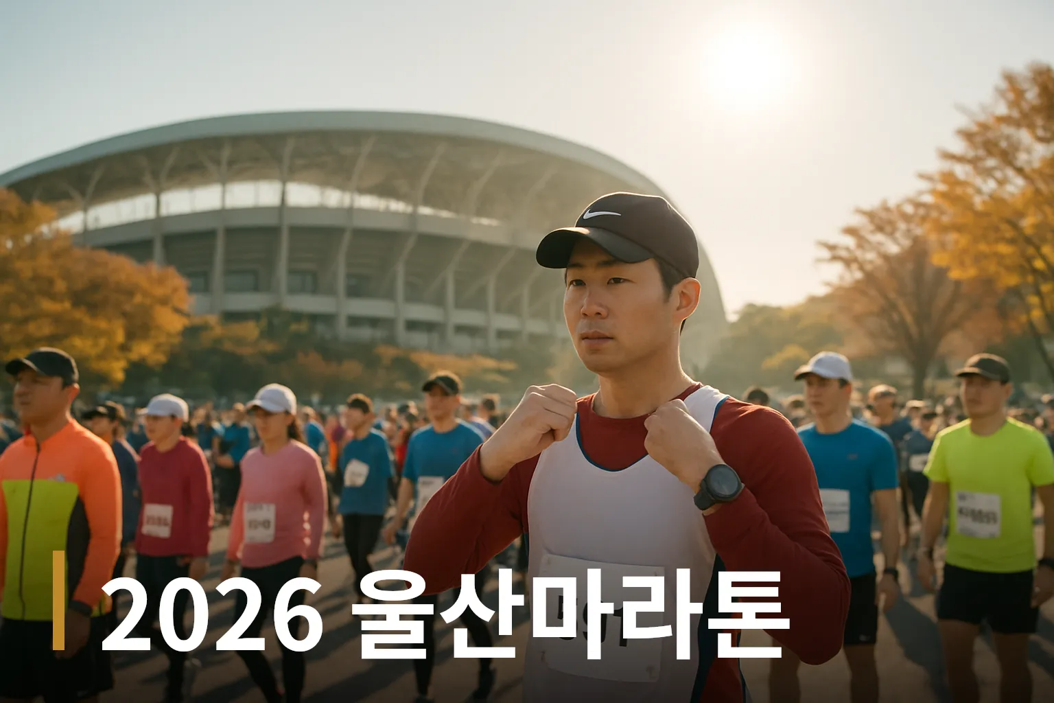 운동장 출발지에 모인 참가자들
