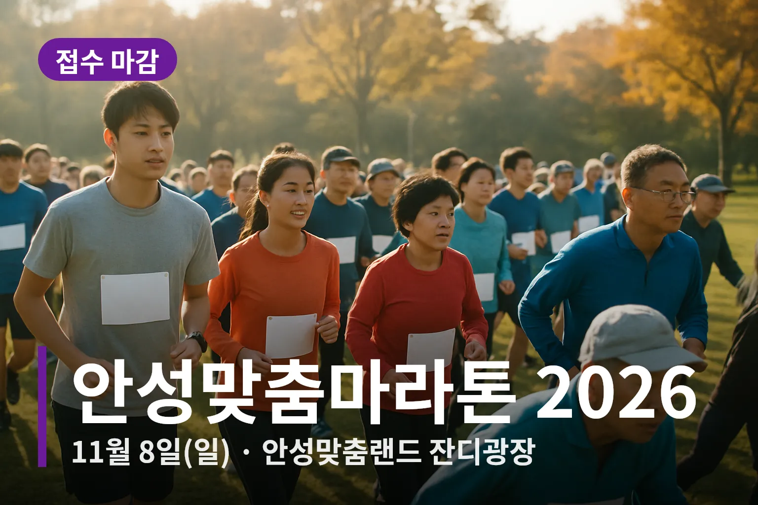 출발선에서 준비하는 마라톤 참가자들