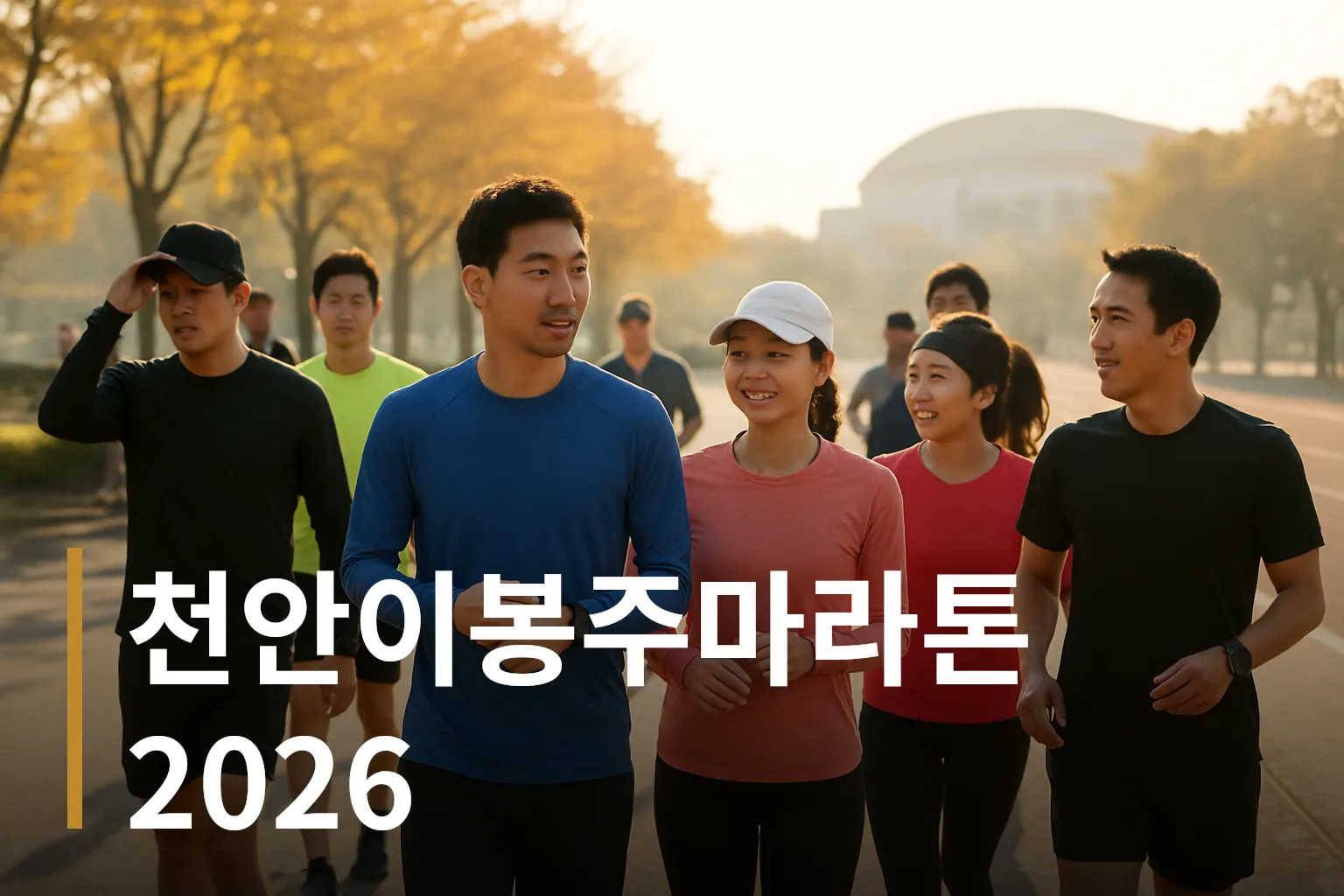 출발선에서 준비하는 마라톤 참가자들