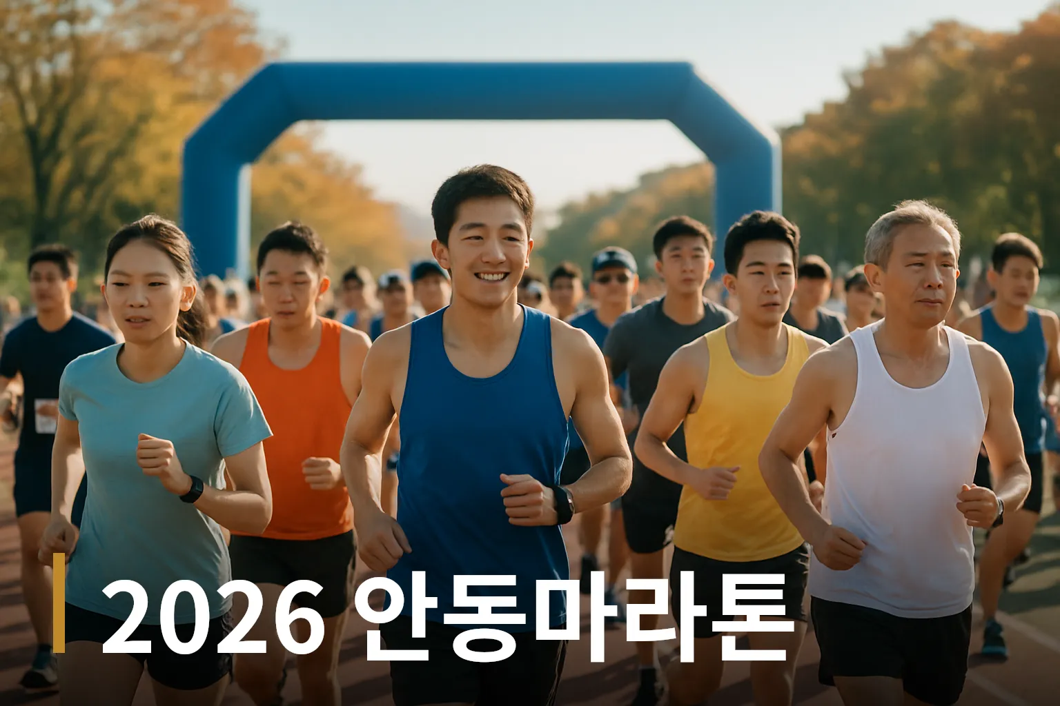 출발선에 선 마라톤 참가자들