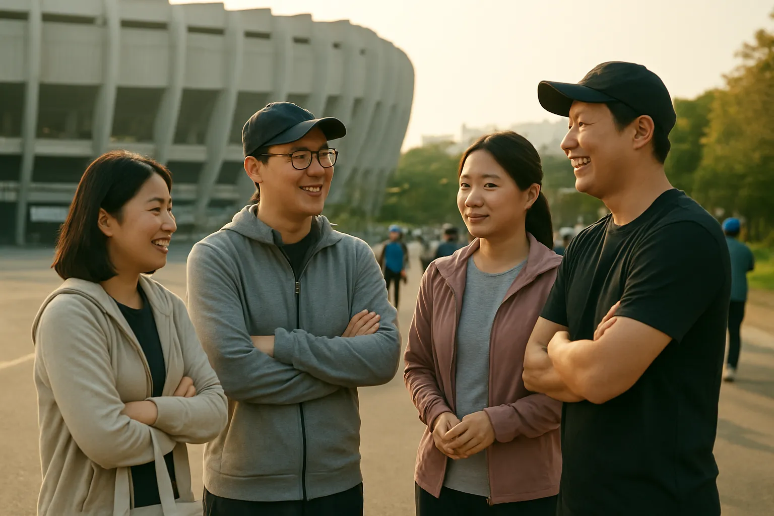 잠실종합운동장 동문 출발선 참가자들