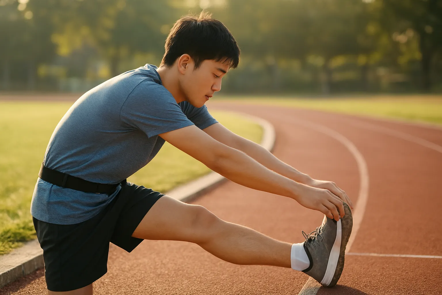 인터벌 트레이닝 준비 중인 러너