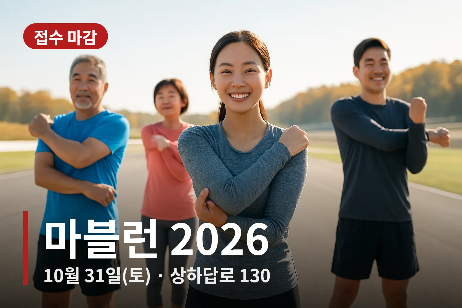 러너들이 인제스피디움에서 준비 운동하는 장면