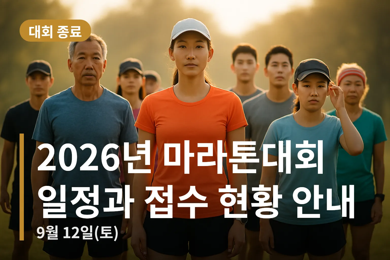 출발선에서 준비하는 마라톤 참가자들