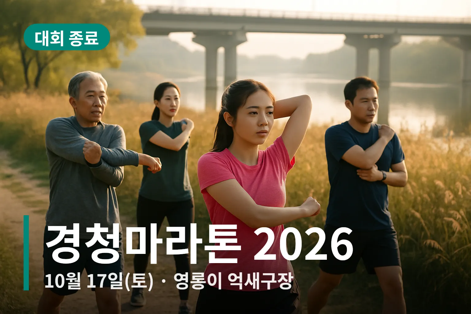 출발선에서 준비하는 마라톤 참가자들