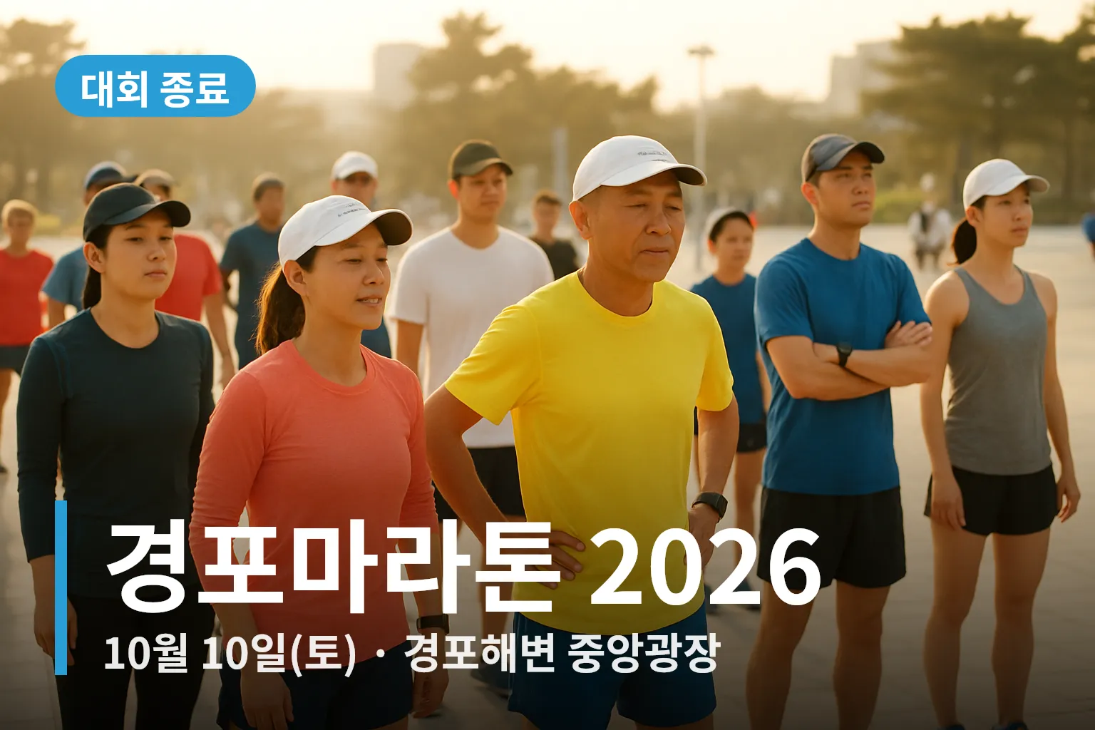 출발선에서 준비하는 러너들