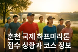 춘천 국제 하프마라톤 출발 준비하는 참가자들