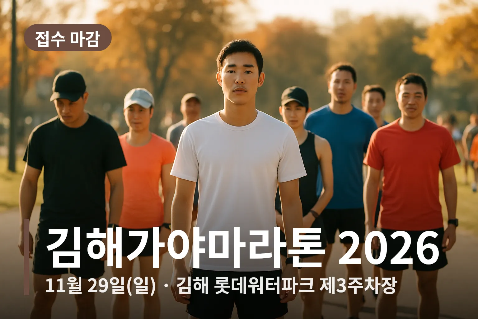 출발선에서 준비하는 마라톤 참가자들