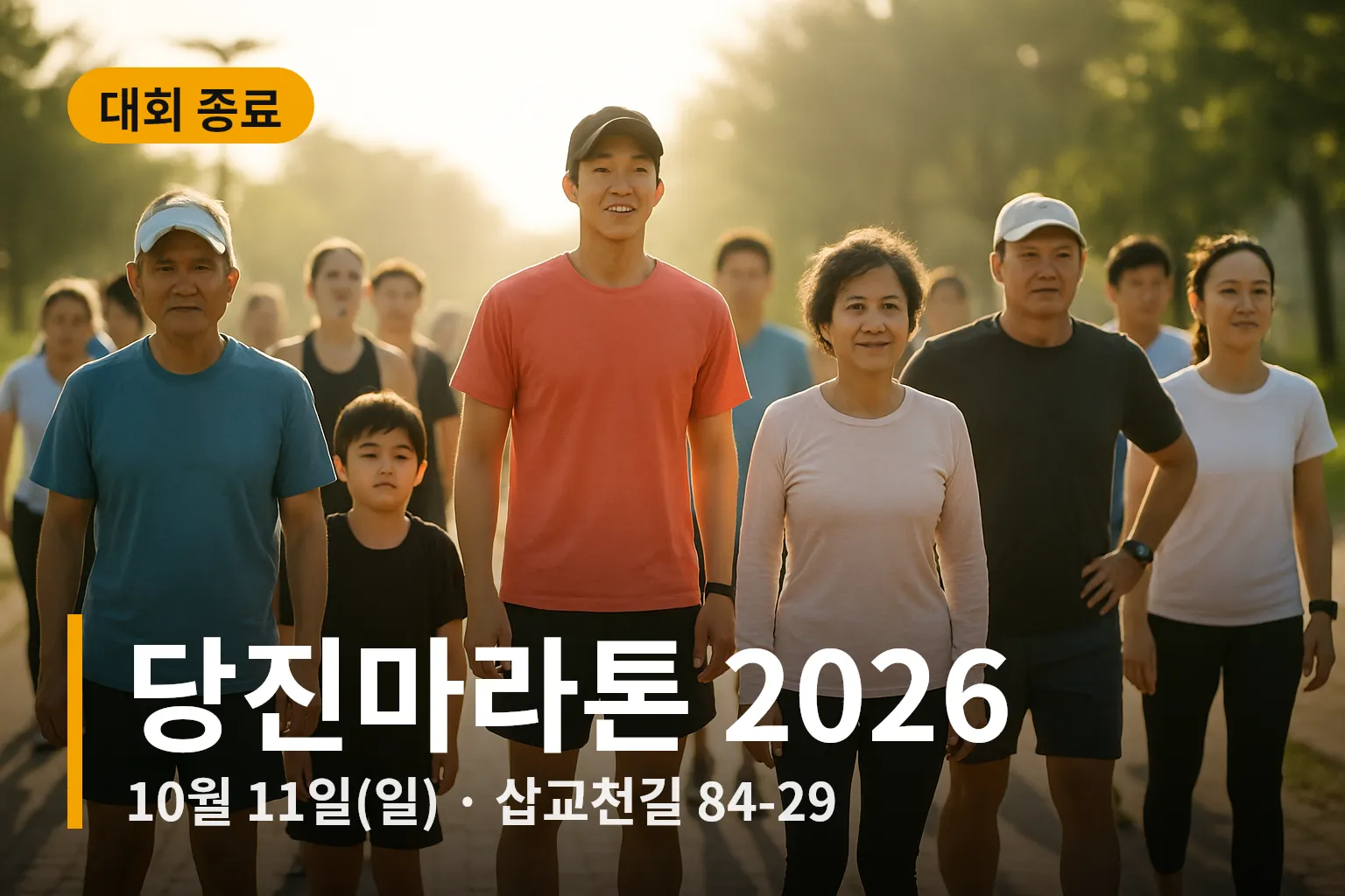 삽교호 생활체육공원 출발선에서 준비 중인 마라톤 참가자들