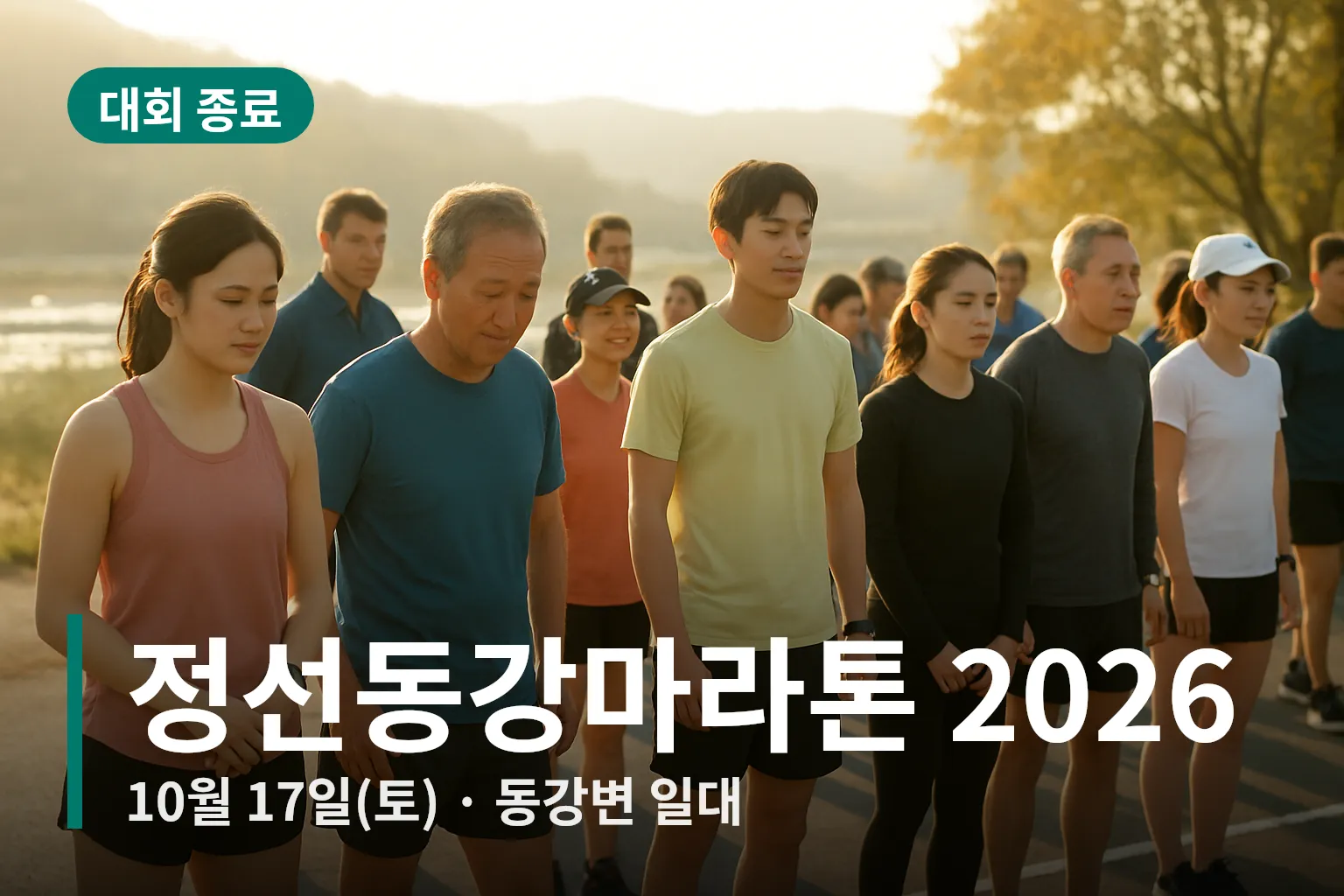 동강변 출발선에서 준비중인 참가자들