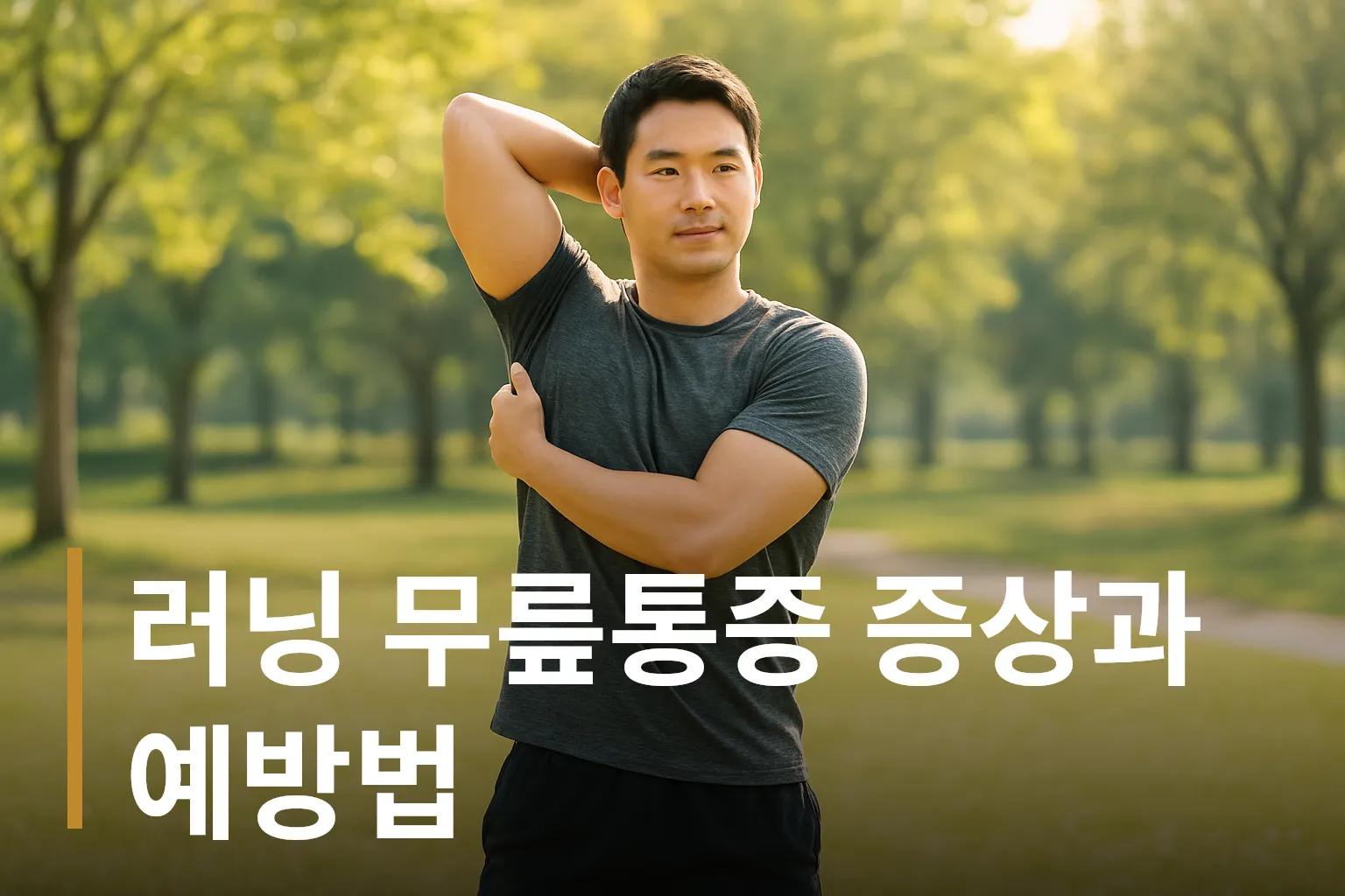 러닝 전 스트레칭하는 남성 모습