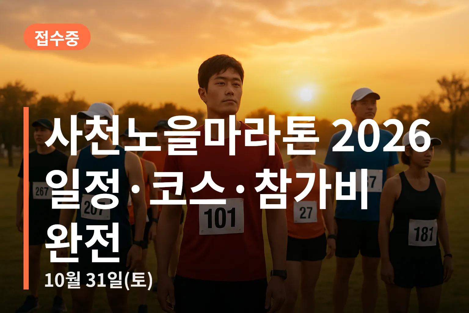 사천노을마라톤 출발선 참가자들이 모여 있는 모습
