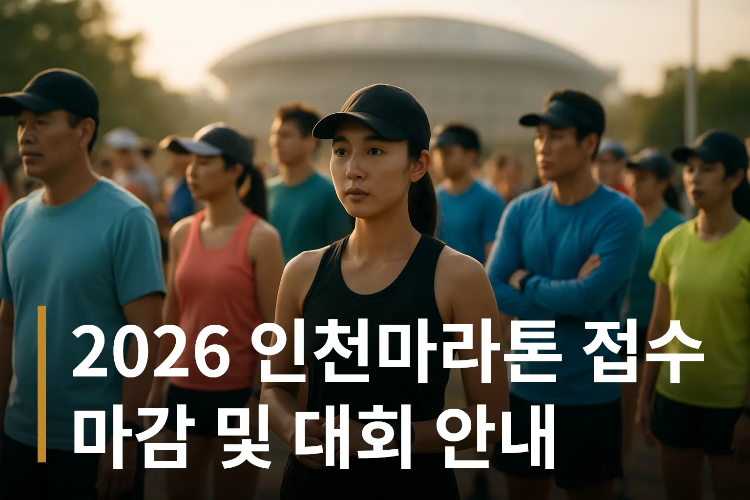 출발선에서 준비하는 마라톤 참가자들