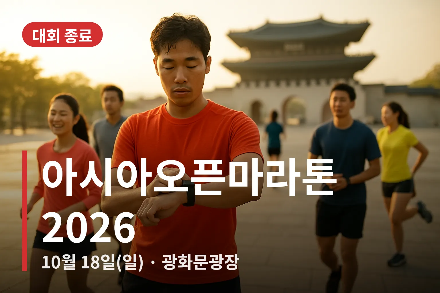 광화문광장 출발 준비 중인 마라톤 참가자들