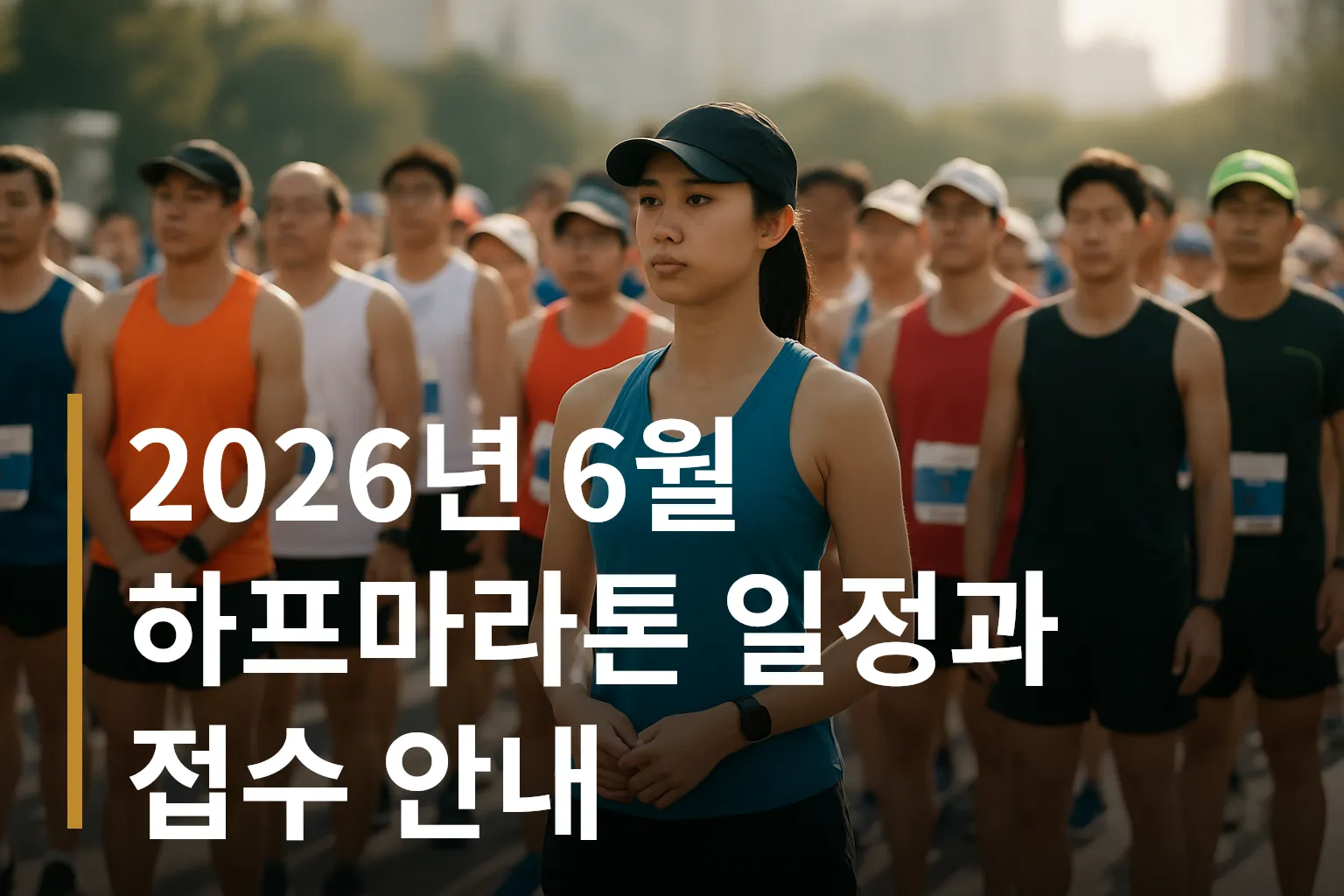 하프마라톤 출발선에서 준비하는 러너들