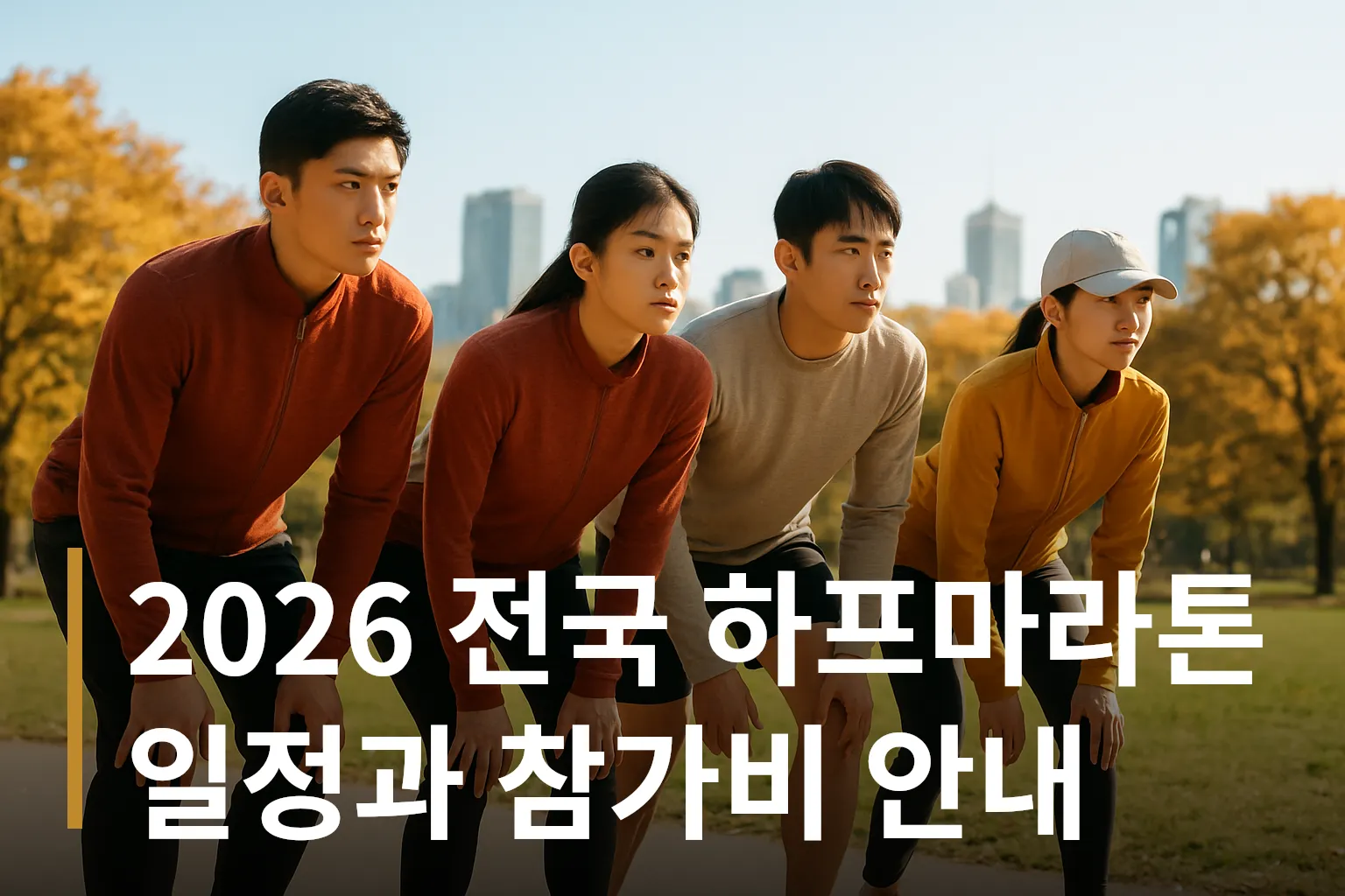출발선에서 준비하는 하프마라톤 참가자들