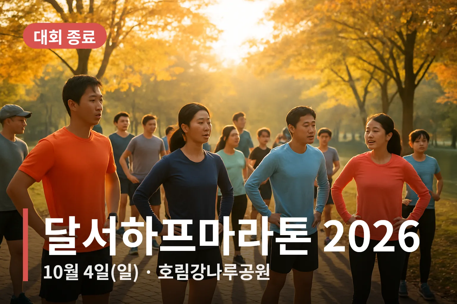 호림강나루공원 출발선에서 준비하는 러너들