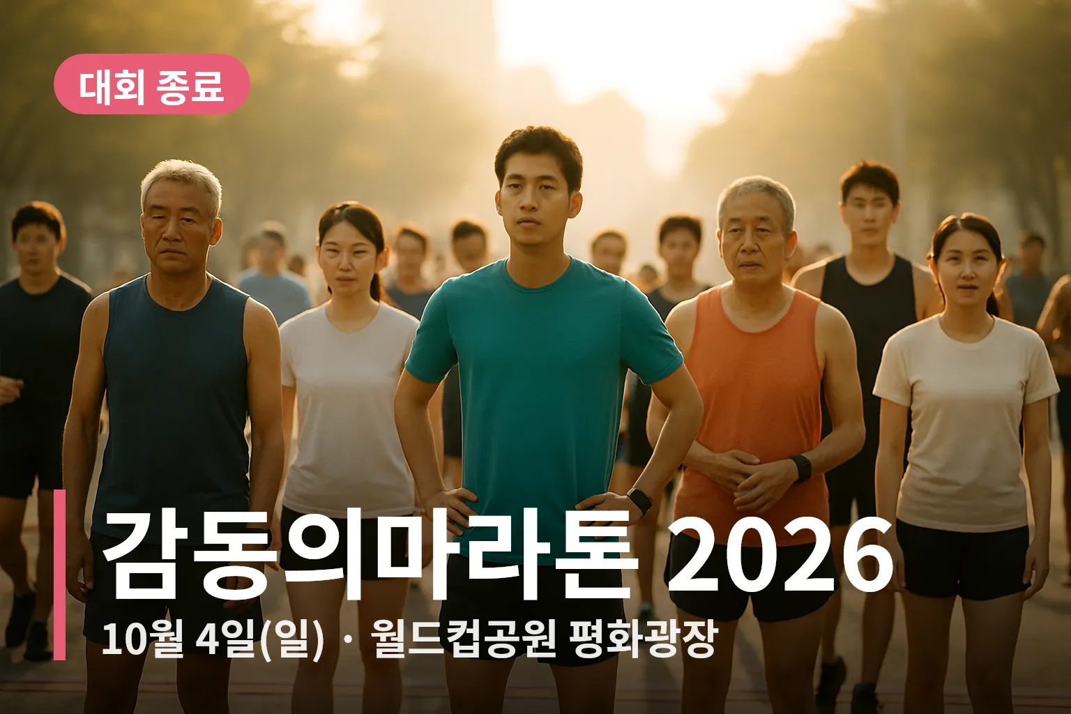 출발선에서 준비하는 마라톤 참가자들
