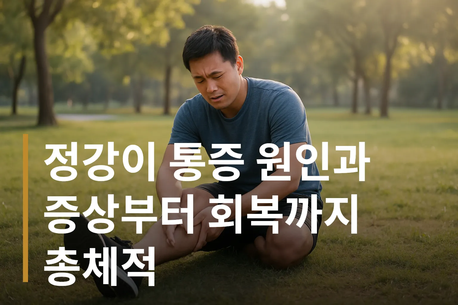 러닝 중 정강이 통증 예방 스트레칭 장면
