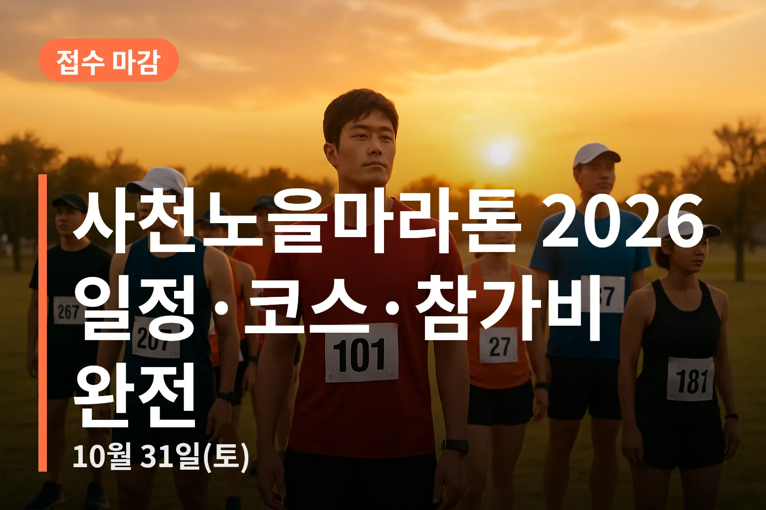 사천노을마라톤 출발선 참가자들이 모여 있는 모습