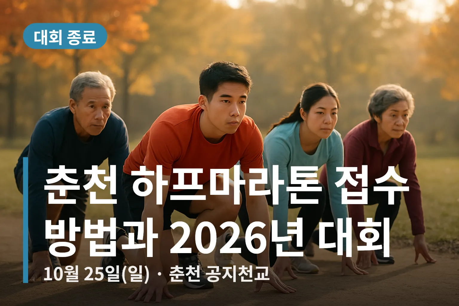출발선에서 준비하는 러너들 모습