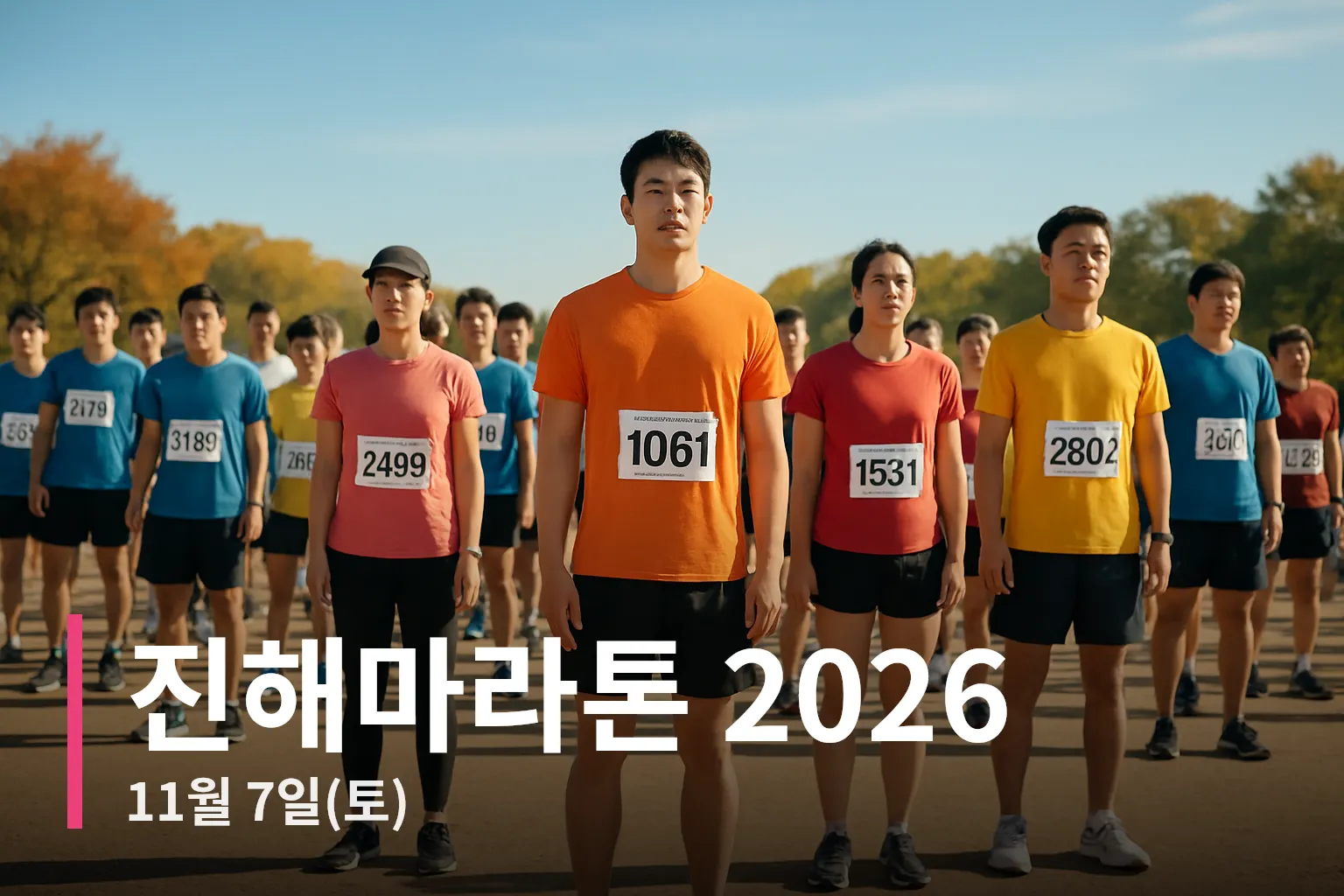 출발선에서 준비하는 러너들