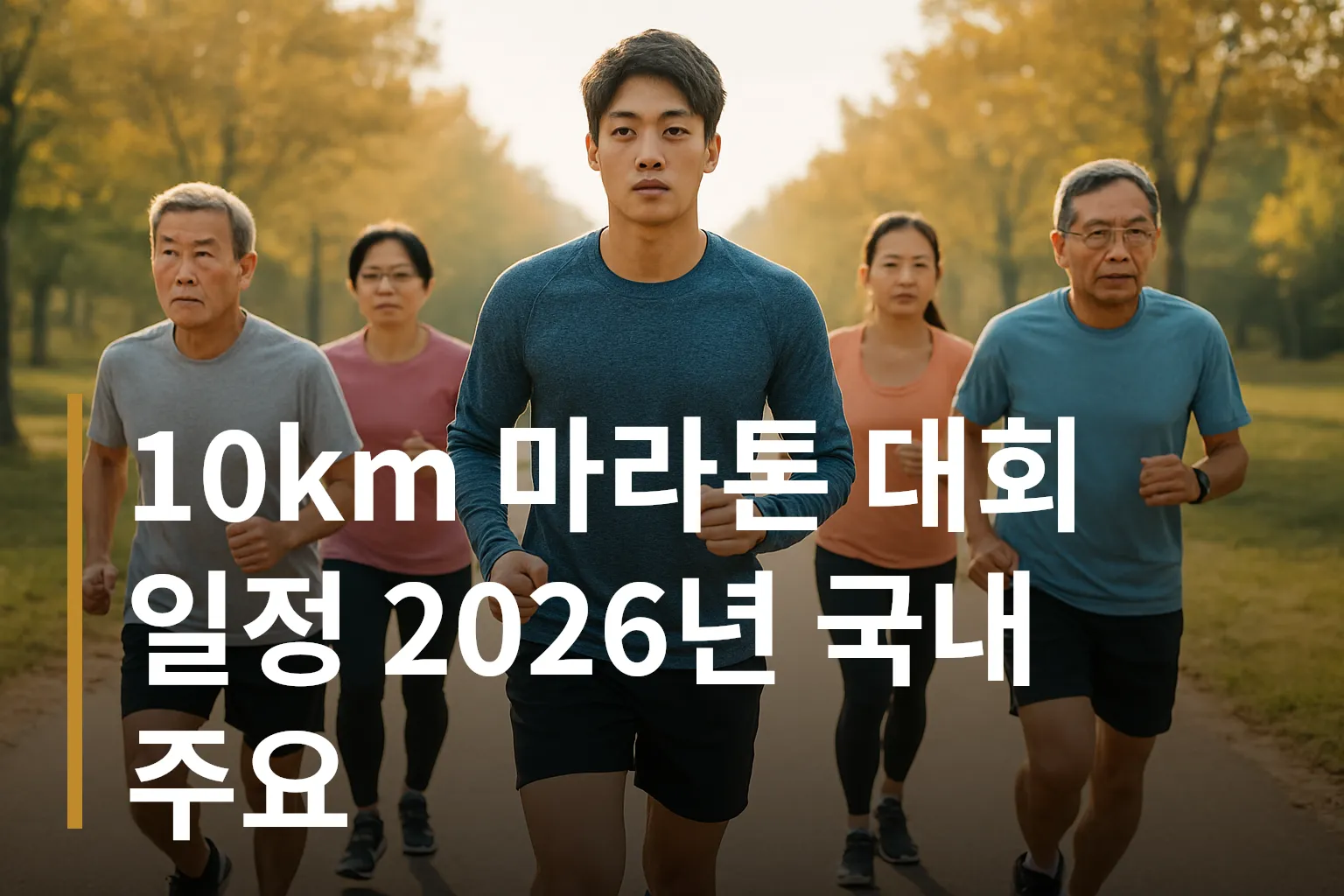 출발선에 모여 준비하는 러너들