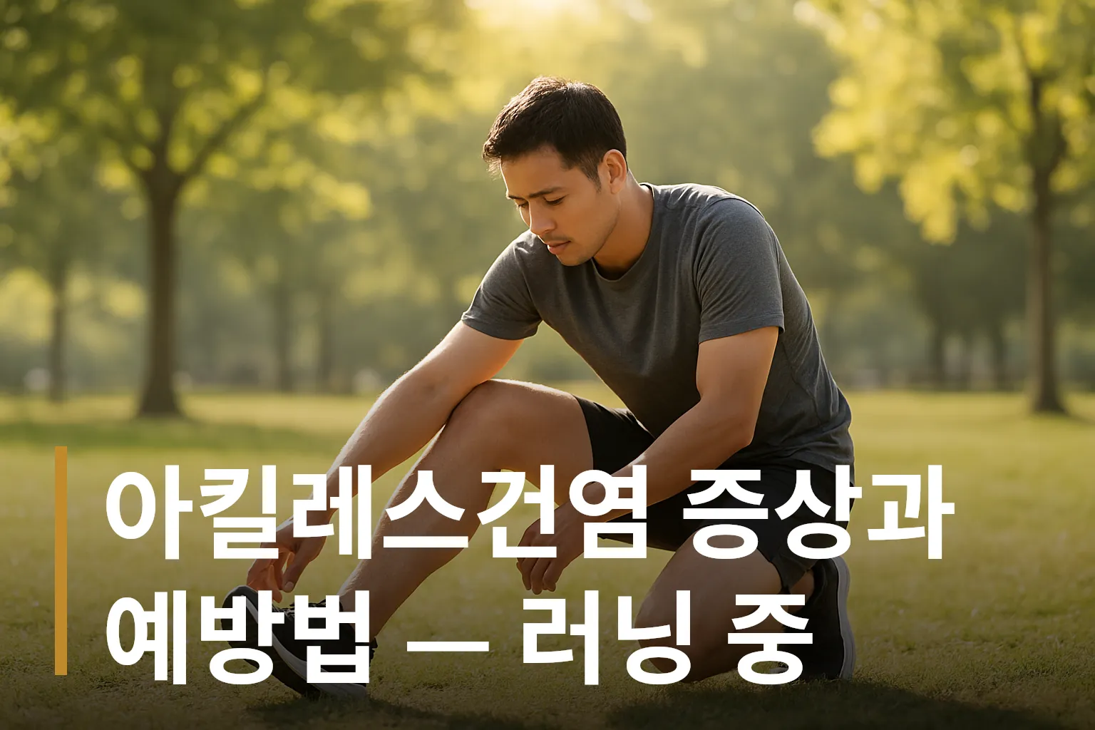 아킬레스건염 예방을 위한 스트레칭 중인 러너