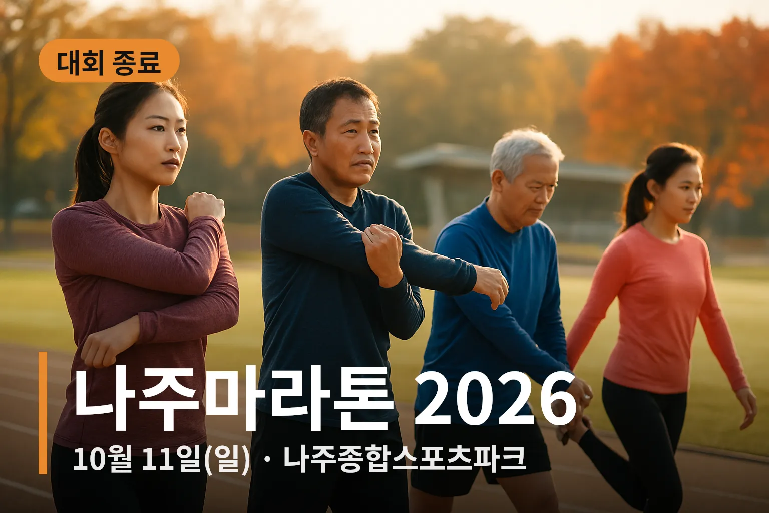 출발선에서 준비하는 러너들