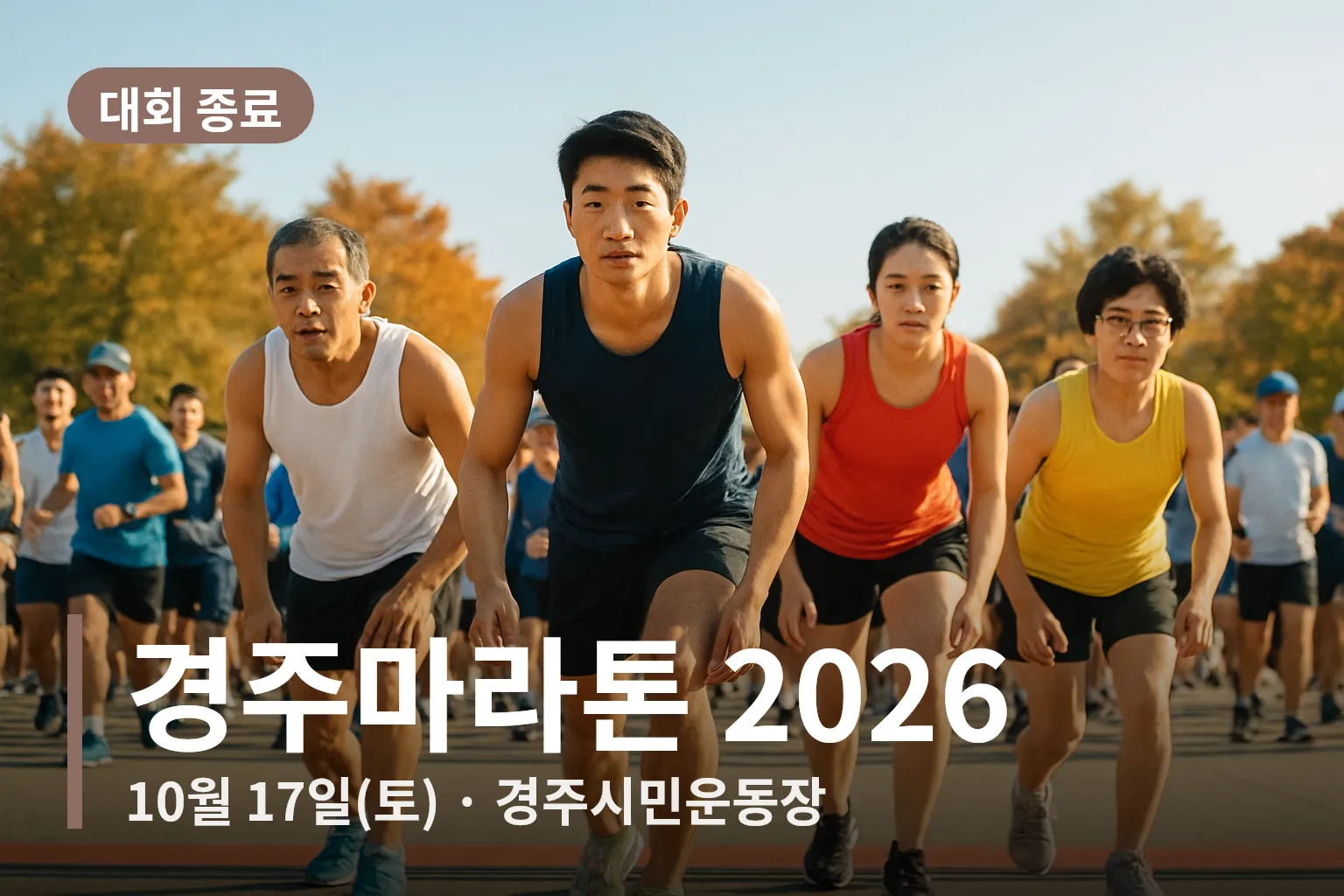 경주마라톤 출발선 참가자들