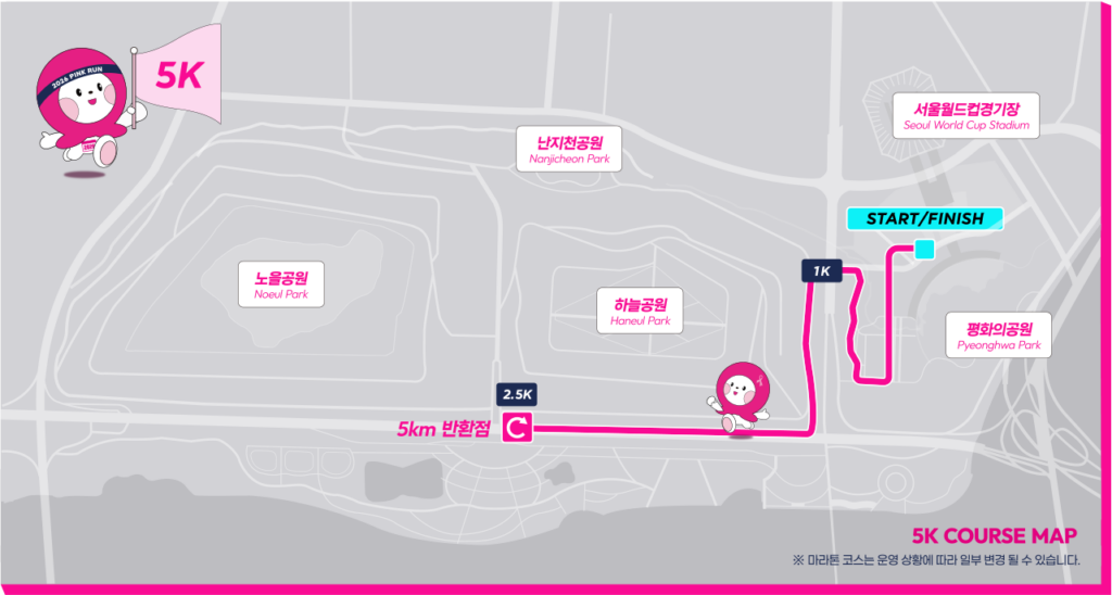 핑크런 5km 공식 코스도